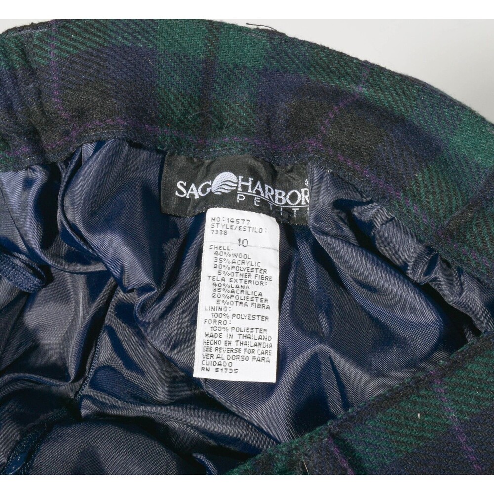 Vintage Sag Harbor Wool Blend Blackwatch Plaid Pleated Bermuda Shorts Sz 10 - Picture 4 of 4